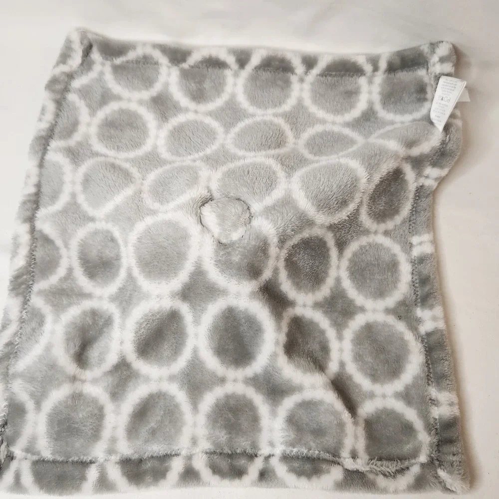 HB Hudson Baby Elephant Lovey Security Blanket Gray White Circle  12.5